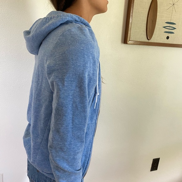American apparel f497 xs Heather blue zippered hooded sweatshirt - Picture 3 of 6